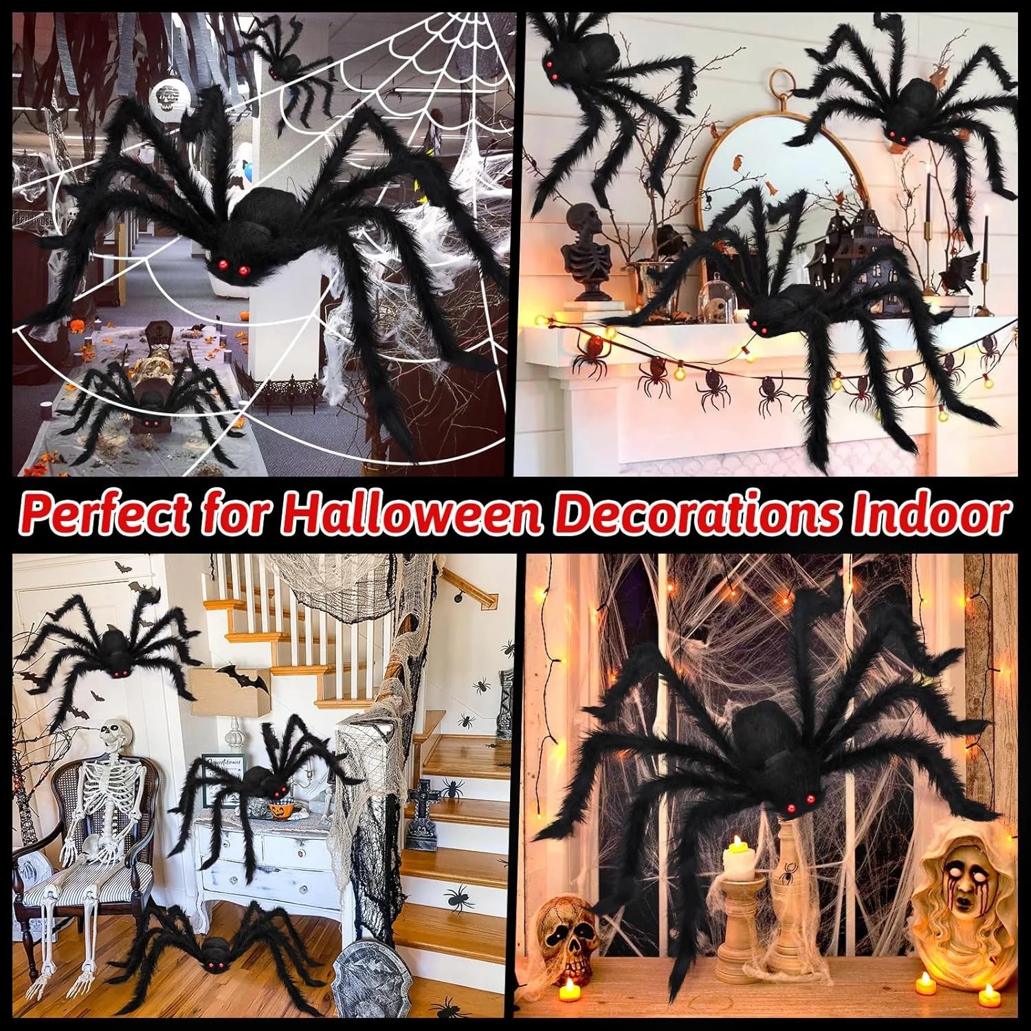 Halloween Decorations - 275" Halloween Spider Web Decorations Outdoor + 59" Giant Fake Spider with Triangular Huge Spiders Web - Scary Decor Clearance for Yard, Patio, Garden, Haunted House Décor