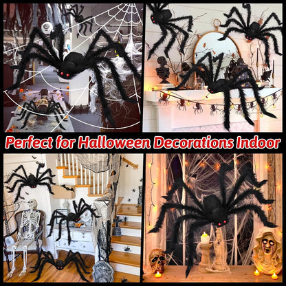 Halloween Decorations - 275" Halloween Spider Web Decorations Outdoor + 59" Giant Fake Spider with Triangular Huge Spiders Web - Scary Decor Clearance for Yard, Patio, Garden, Haunted House Décor