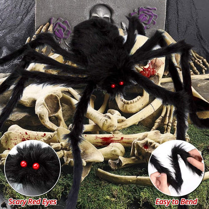 Halloween Decorations - 275" Halloween Spider Web Decorations Outdoor + 59" Giant Fake Spider with Triangular Huge Spiders Web - Scary Decor Clearance for Yard, Patio, Garden, Haunted House Décor