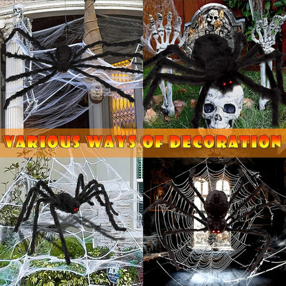 Halloween Decorations Outdoor, 200 LED Halloween Spider Web with 79" Giant Plastics Spider for Halloween Yard Decorations